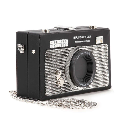 Rhinestone Accented Vintage Camera  Shoulder Bag