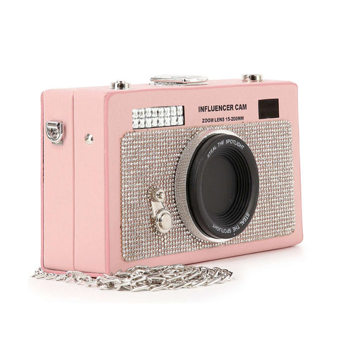 Rhinestone Accented Vintage Camera  Shoulder Bag