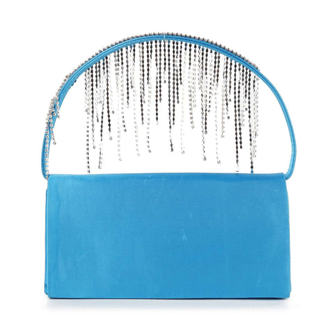 Fringe Accented Rhinestone Butterfly Evening Tote