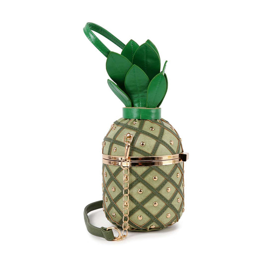 Studded Pineapple Shoulder Bag