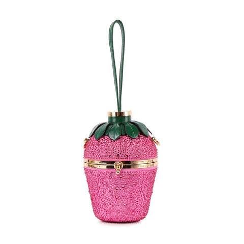 Sparkling Rhinestone Strawberry Evening Bag