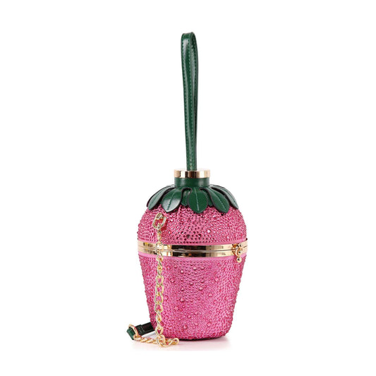 Sparkling Rhinestone Strawberry Evening Bag