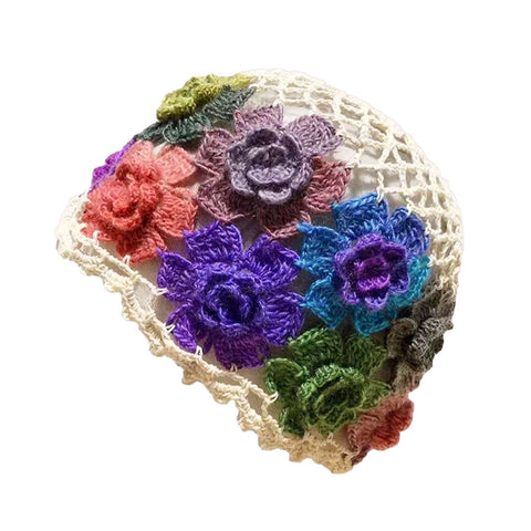 Floral Crochet Knit Hat