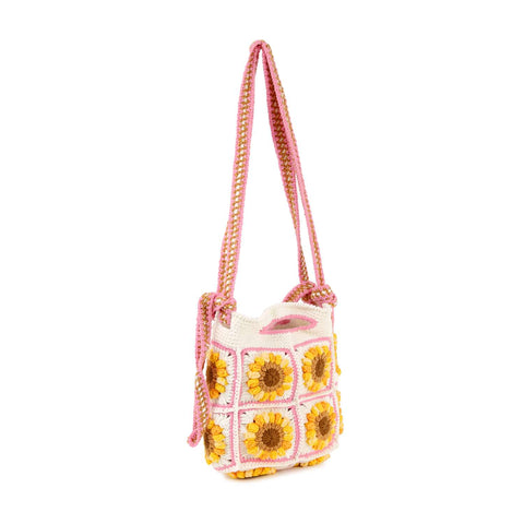 Colorful Sunflower Crochet Shoulder Bag