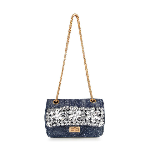 Bold Rhinestone Canvas Denim Evening Bag