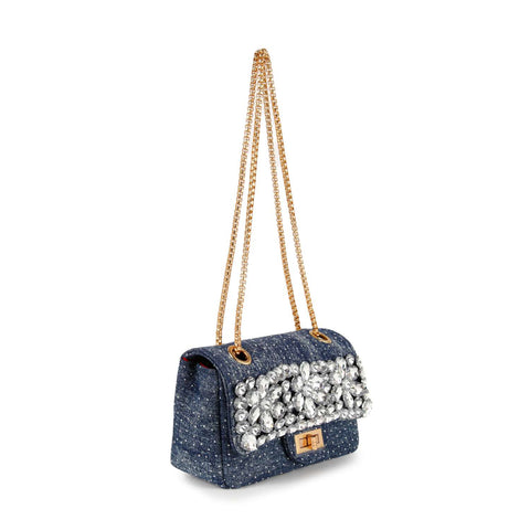 Bold Rhinestone Canvas Denim Evening Bag