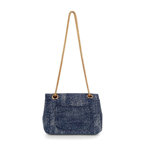 Bold Rhinestone Canvas Denim Evening Bag