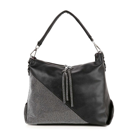 Rhinestone Accented Hobo Handbag