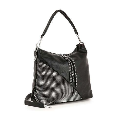 Rhinestone Accented Hobo Handbag