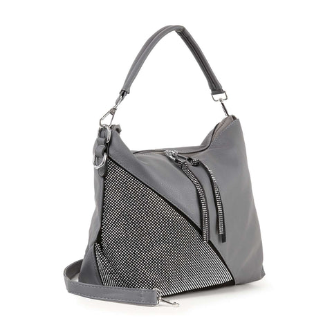 Rhinestone Accented Hobo Handbag