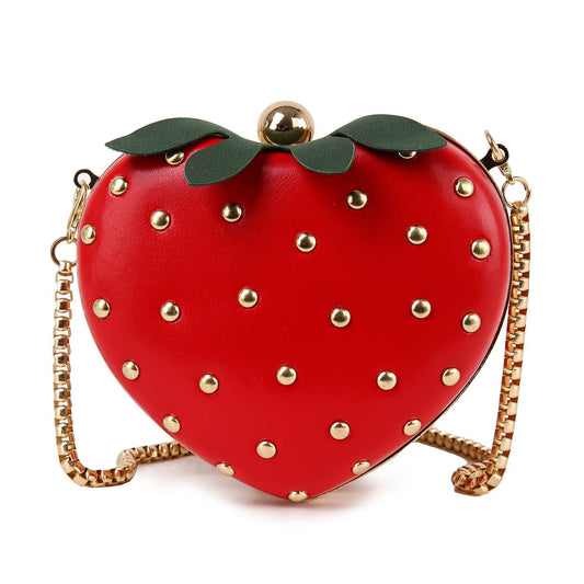 Studded Strawberry Shoulder Bag