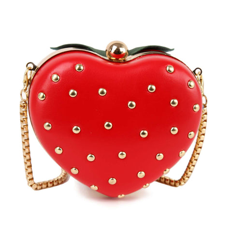 Studded Strawberry Shoulder Bag