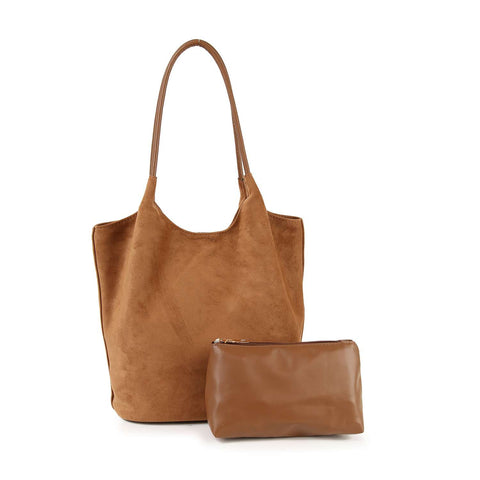 Sueded Tall Tote Two Piece Set