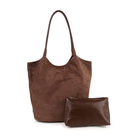 Sueded Tall Tote Two Piece Set