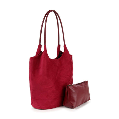 Sueded Tall Tote Two Piece Set