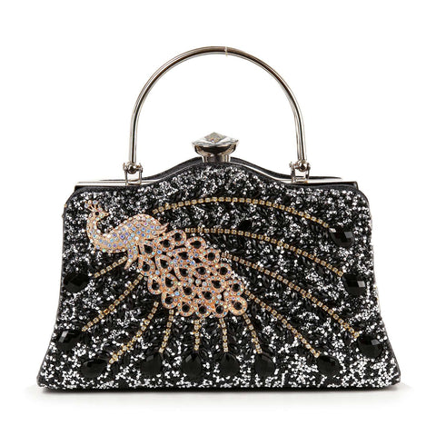 Highly Decorative Peacock Accented Evening Bag