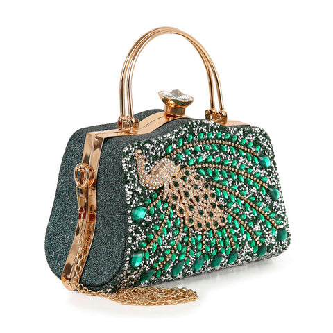 Highly Decorative Peacock Accented Evening Bag