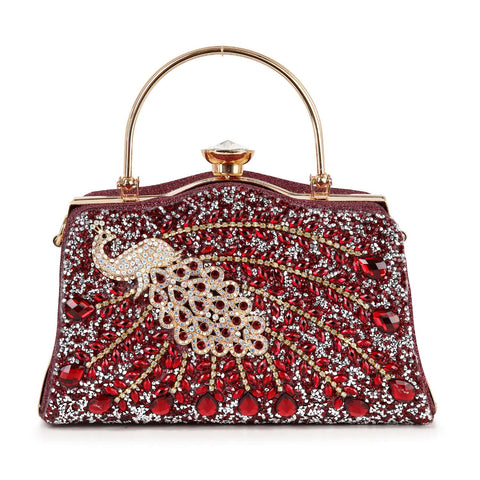 Highly Decorative Peacock Accented Evening Bag