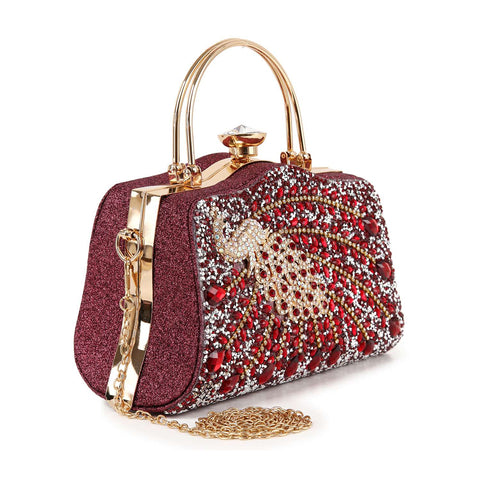 Highly Decorative Peacock Accented Evening Bag