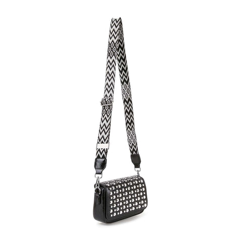 Guitar Strap Accented Studded Shoulder Bag