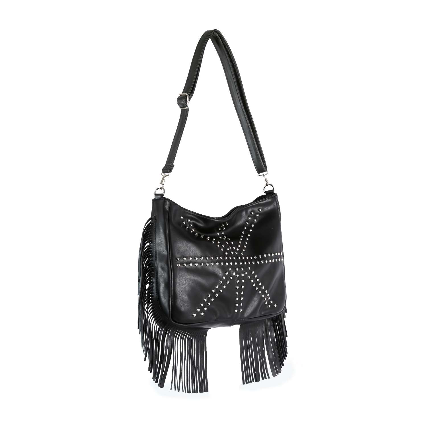 Modern Union Jack Studded Design Fringe Shoulder Bag