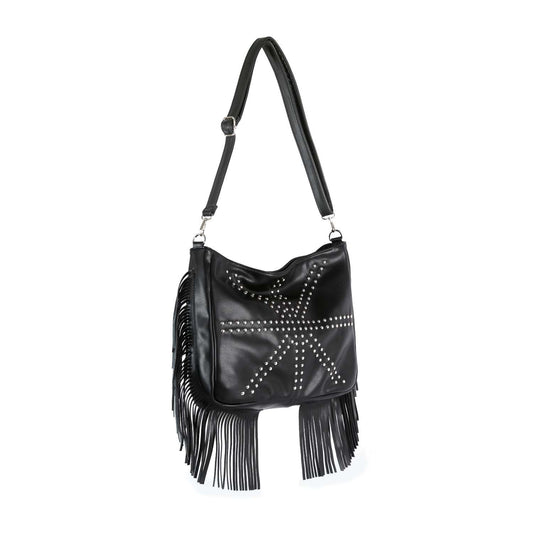 Modern Union Jack Studded Design Fringe Shoulder Bag