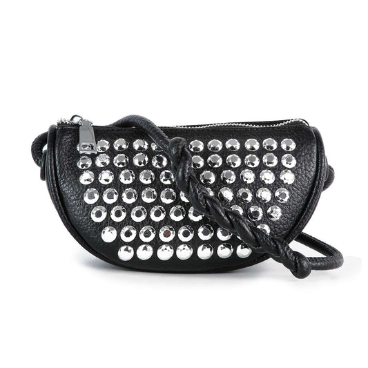 Braided Handle Studded Rhinestone Crossbody Bag