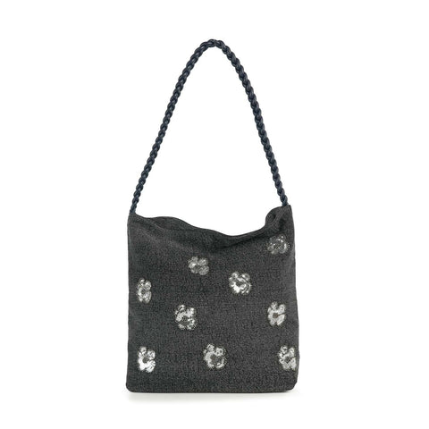 Sequin Floral Design Hobo Handbag