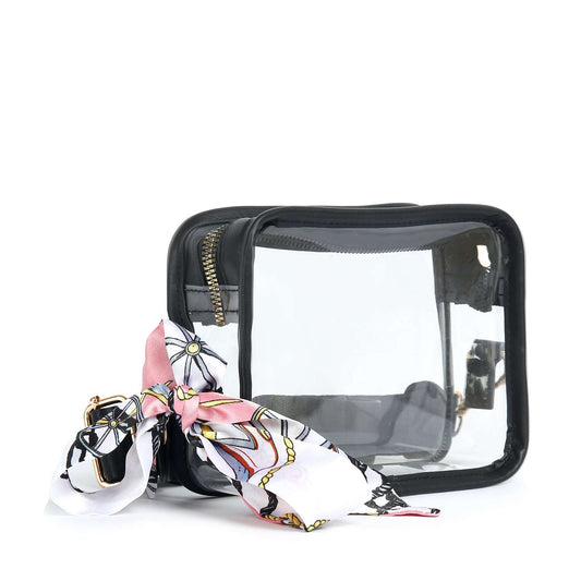 Scarf Accented Clear Crossbody Bag