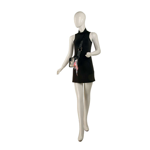 Scarf Accented Clear Crossbody Bag