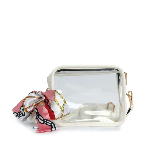 Scarf Accented Clear Crossbody Bag