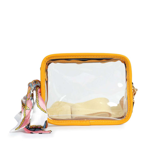 Scarf Accented Clear Crossbody Bag