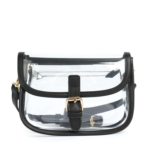 Buckle Accented Clear Shoulder Bag