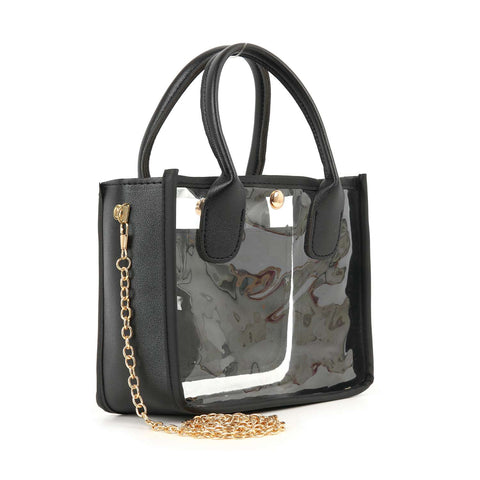 Chain Accent Clear Tote Bag Set