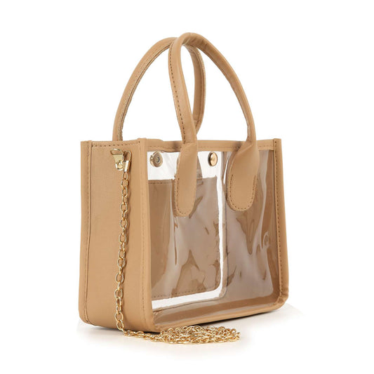 Chain Accent Clear Tote Bag Set