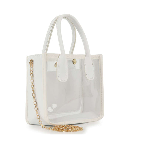 Chain Accent Clear Tote Bag Set