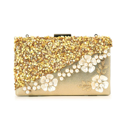 Decorative Stone and Pearl Evening Bag