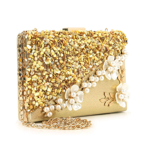 Decorative Stone and Pearl Evening Bag