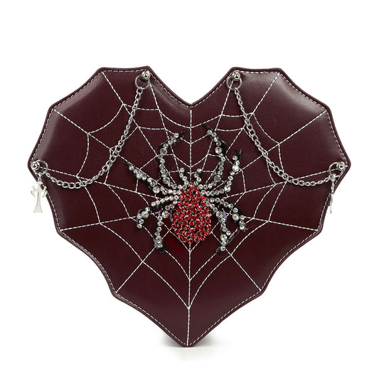 Rhinestone Spider Web Design Shoulder Bag