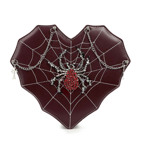 Rhinestone Spider Web Design Shoulder Bag