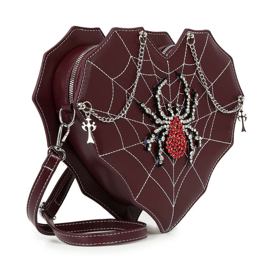 Rhinestone Spider Web Design Shoulder Bag