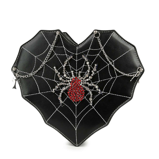 Rhinestone Spider Web Design Shoulder Bag
