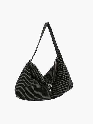 Pinstripe Large Hobo Handbag