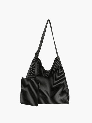 Pinstripe Two Piece Hobo Handbag Set