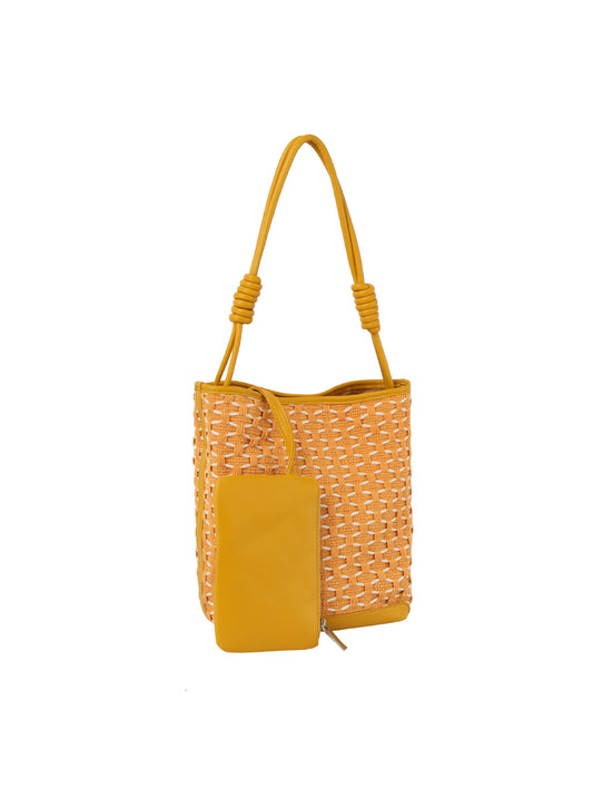 Patterned Woven Tall Shoulder Bag Set