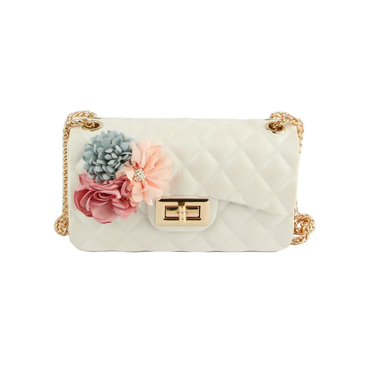 Floral Accented Petite Jelly Shoulder Bag
