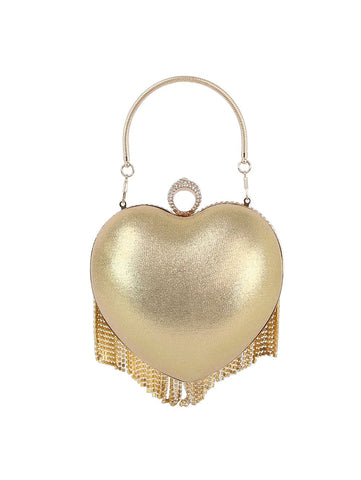 Rhinestone Heart Fringe Evening Bag