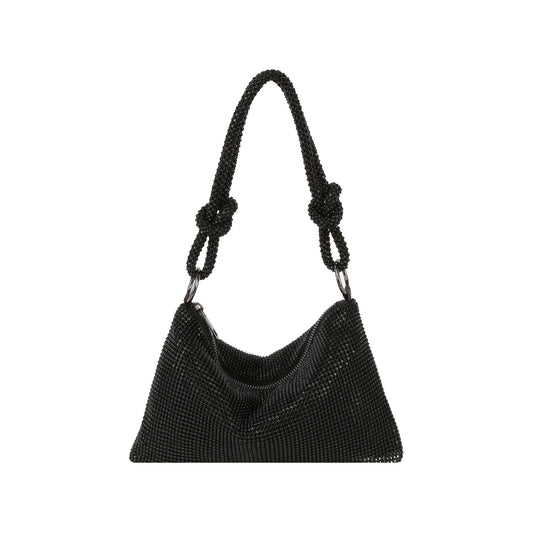 Metal Mesh Rhinestone Accented Knot Hobo