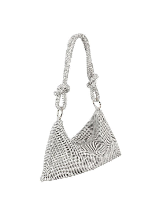 Metal Mesh Rhinestone Accented Knot Hobo
