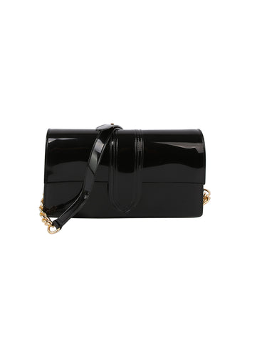 Chain Accented Jelly Shoulder Bag